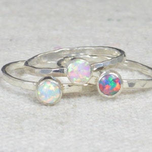 Grab 3 Small Opal Rings, Opal Ring, Opal Jewelry, Stacking Ring, October Birthstone Ring, Opal Ring, Mothers Ring image 1