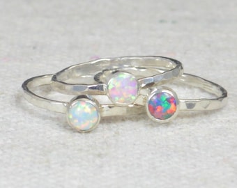 Grab 3 - Small Opal Rings, Opal Ring, Opal Jewelry, Stacking Ring, October Birthstone Ring, Opal Ring,  Mothers Ring