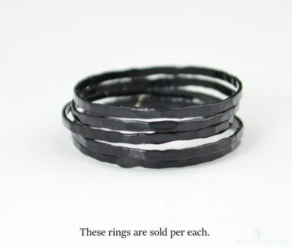 Dünner Schwarzer Silber Ringe, Schwarzer Ring, Stapel Ringe, Schwarze Ringe,  Schwarzer Schmuck, Dünner Schwarzer Ring, Gothic Ring -  Schweiz
