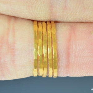 24k Gold Vermeil Stacking Rings, Super Thin, Gold Stack Rings, Gold Stacking Rings, Thin Gold Ring, Dark Gold Ring, 24k Gold Ring, Vermeil image 2