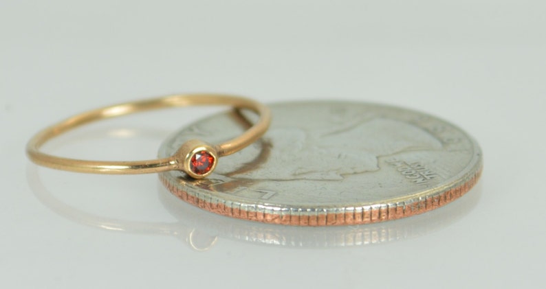 Tiny Garnet Ring, 14k Solid Rose Gold Garnet Ring, Garnet Stacking Ring, Garnet Mothers Ring, January Birthstone, Garnet Rings, Tiny Ring image 4