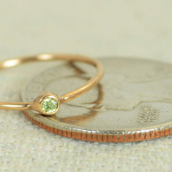 Tiny Peridot Ring Peridot Ring Filled Rose Gold Rose Gold image 2