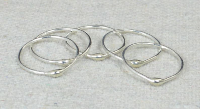 Unique Silver Stacking Rings,Silver Rings,Hippie Rings, Boho Rings, unique rings for her, Dew Drop Rings, Thin Silver Ring, bohemian rings image 3