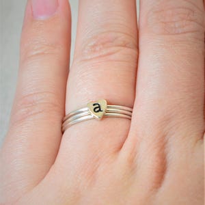 Monogram Heart Ring, Initial Heart Ring, Silver Heart Ring, Personalized Heart Ring, Sterling Heart Ring, Initial Ring, Silver Monogram Ring image 2