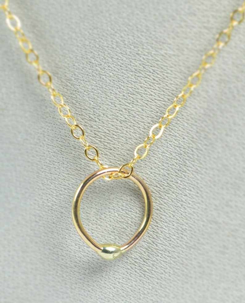 Solid 14k Gold Dew Drop Necklace, Solid 14k Gold Circle Necklace, Dew Drop Necklace, Minimal Necklace, Dainty Necklace, Bohemian Necklace image 4
