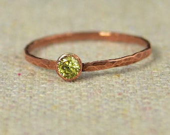 Dainty Copper Topaz Ring, Hammered Copper, Topaz Mother's Ring, Novembers Birthstone Ring, Copper Jewelry, Topaz Ring, Golden Topaz Ring