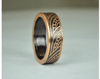 Bronze Thai Coin Ring, Wave Ring, Ray Ring, Thailand Coin ring, Coin Art, Thai Art, Thailand art, Gunmetal Ring, Bronze Ring, Coin Ring