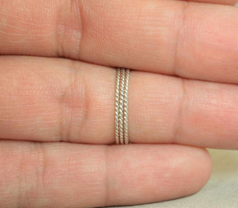 Thin Silver Spiral Stackable Rings, Stacking Rings, Dainty Silver Ring, Silver Boho Ring, Rustic Silver Rings, Silver Band, Thin Ring image 2