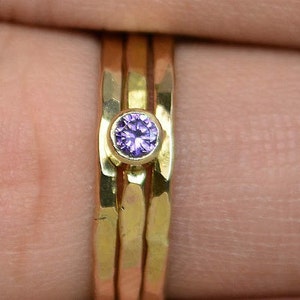 Classic Solid 14k Gold Amethyst Ring Gold Solitaire image 2