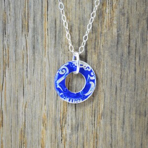 Moroccan Coin Necklace, Blue Coin Necklace, Coin Art, Morocco, Silver Coin, Moroccan Art, Boho Necklace, Two-Sided, Coin Charm, Charm image 2