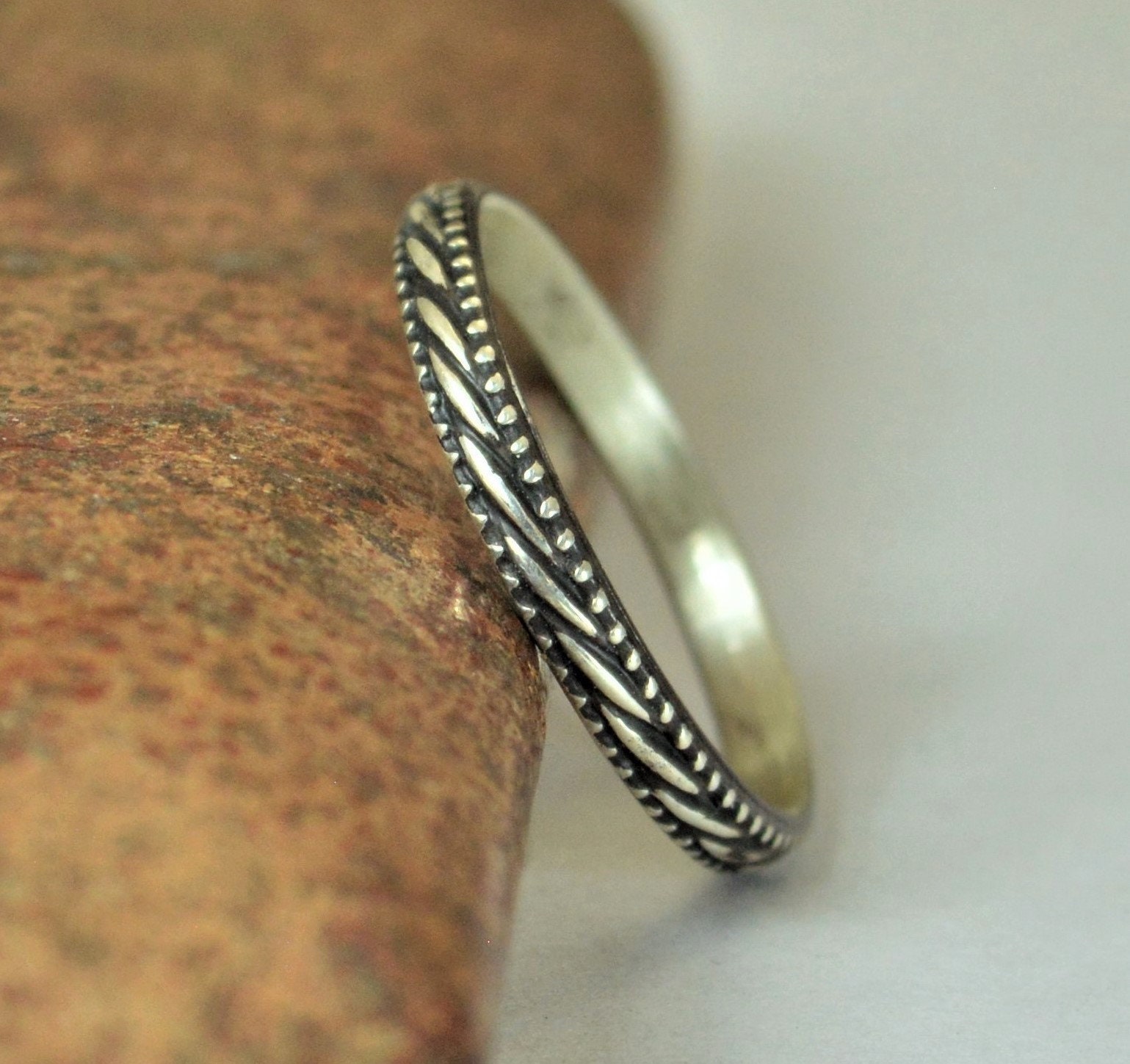 Elegant Sterling Ring, Rope Ring, inexpensive wedding band, Fancy Sta…