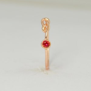 Rose Gold Ruby Infinity Ring, Infinity Ring, July Birthstone, Thin Rose Gold Ring, Stack Ring, Mother's Ring, Rose Gold Ring Band, Alari image 2