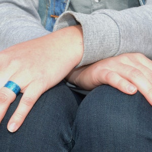 Super Thin Turquoise Silver Stackable Rings, Blue Ring, Thin Blue Ring, Turquoise Jewelry, Alari, Stack Ring, Stacking Ring, Hammered Ring image 1