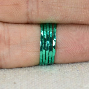 Super Thin Emerald Silver Stackable Rings,Green Ring, Stack Rings, Green Stacking Rings, Green Jewelry, Thin emerald Ring, Emerald Jewelry image 4