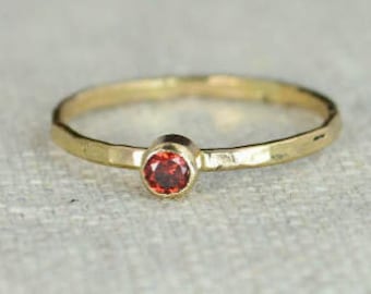 Classic 14k Gold Filled Garnet Ring, Gold Solitaire, Solitaire Ring, 14k Gold Filled, January Birthstone, Mothers Ring, Gold Band, Yellow