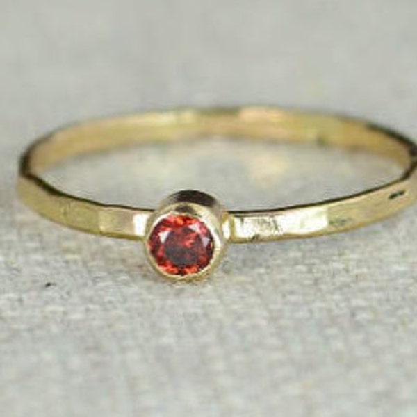 Classic 14k Gold Filled Garnet Ring, Gold Solitaire, Solitaire Ring, 14k Gold Filled, January Birthstone, Mothers Ring, Gold Band, Yellow