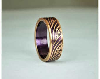 Purple Thai Coin Ring, Wave Ring, Ray Ring, Thailand Coin ring, Coin Art, Thai Art, Thailand art, Purple Ring, Bronze Ring, Coin Ring Bronze