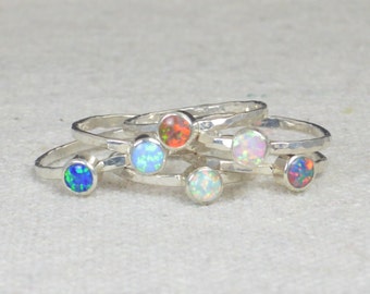 Grab 6 - Small Opal Rings, Opal Ring, Opal Jewelry, Stacking Ring, October Birthstone Ring, Opal Ring,  Mothers Ring