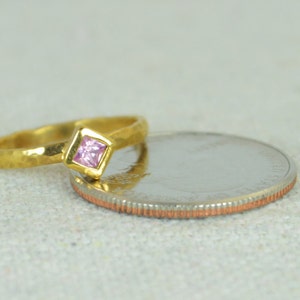 Square Pink Tourmaline Ring, Gold Filled Tourmaline Ring, October Birthstone Ring, Square Stone Mothers Ring, Square Stone Ring, Gold Ring image 4