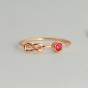 Rose Gold Ruby Infinity Ring, Infinity Ring, July Birthstone, Thin Rose Gold Ring, Stack Ring, Mother's Ring, Rose Gold Ring Band, Alari image 1