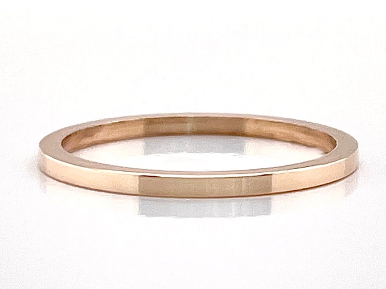 1.25mm Square Rose Gold Ring 10k, 14k, or 18k, Solid Gold, Square Gold Band, Square Gold Ring, Real gold, Minimal Stacking Ring, Rose Gold image 2