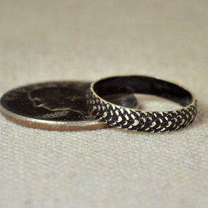 Black Snake Scale Ring, Sterling Ring, Black Dragon Scale Ring, Black Dragon Ring, Black Snake Ring, Black Snake Skin Ring, Silver band BOHO image 4