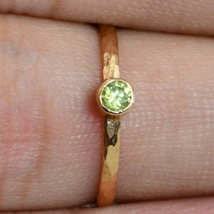 Classic Rose Gold Filled Peridot Ring, solitaire, solitaire ring, rose gold filled, August Birthstone, Mothers Ring, gold band, Band image 2
