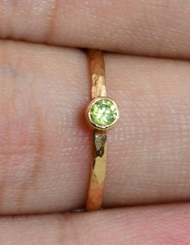 Classic Rose Gold Filled Peridot Ring, solitaire, solitaire ring, rose gold filled, August Birthstone, Mothers Ring, gold band, Band image 2