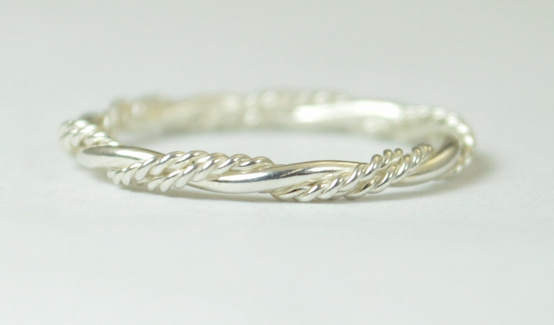 Elegant Silver Twist Ring, Rope Ring, Inexpensive Wedding