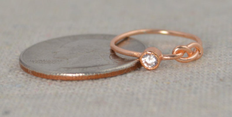 CZ Diamond Infinity Ring, Rose Gold Filled, Diamond Ring, Solitaire, Stackable Rings, Mother's Ring, Rose Gold Ring, Rose Gold Knot Ring image 3