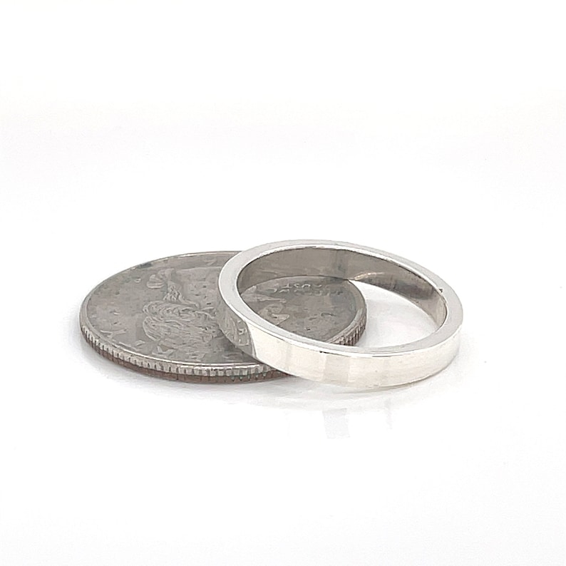 3mm Wide Silver Ring, minimal wedding band, Sterling Silver Ring, Silver Band, 925 Silver, Stacking Ring, inexpensive Wedding Ring, Mens image 5