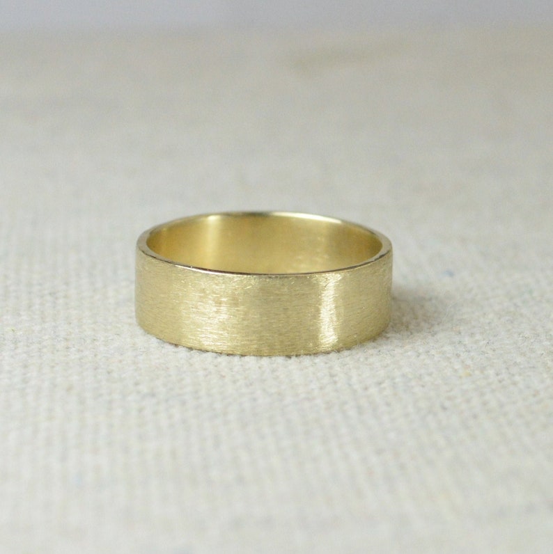 Solid Yellow Gold Wedding Ring, 6mm Wide Ring, Brushed Gold, Solid 14k, Solid 10k, Solid 18k, Solid 22k, Wedding Band, Mans Band,Unisex Ring image 1