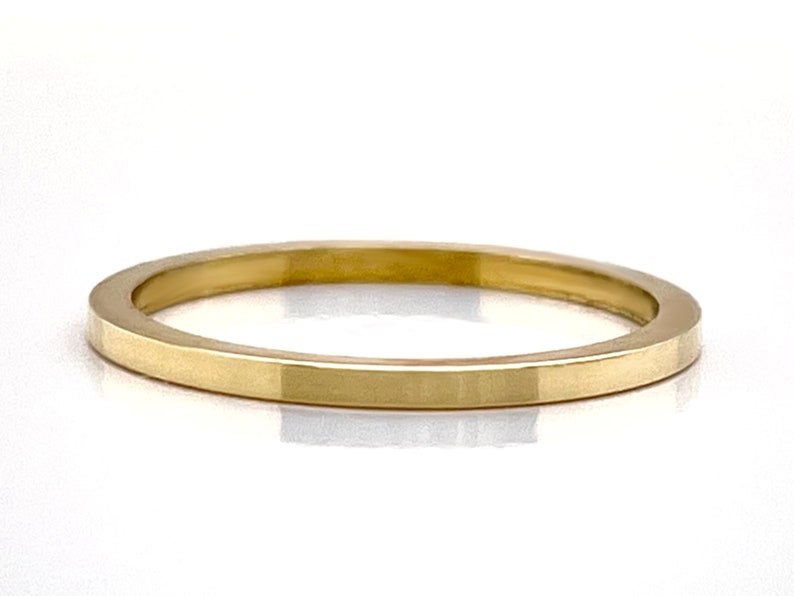 1.25mm Thin Square Gold Ring 10k, 14k, 18k, or 22k, Solid Gold, Square Gold Band, Square Gold Ring, Real gold, Classic Stacking, Yellow Gold image 4