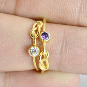 CZ Diamond Infinity Ring, Gold Filled Ring, Stackable Rings, Mother's Ring, April Birthstone Ring, Gold Infinity Ring, Gold Knot Ring image 2