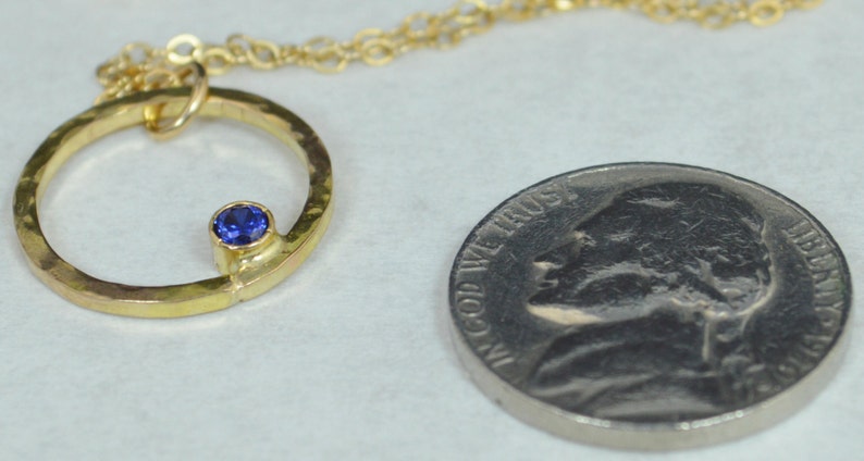 Solid 14k Gold Sapphire Necklace, Mothers Necklace, Mom Necklace,September Birthstone Necklace, Sapphire Necklace,Mother's Necklace,Sapphire image 3