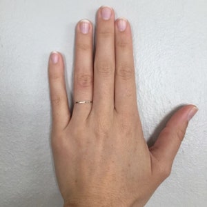 Solid White Gold Stacking Ring 10k, 14k, or 18k Real Gold, Dainty, Rustic & Unique, Thin, Minimalist and Lightweight image 7