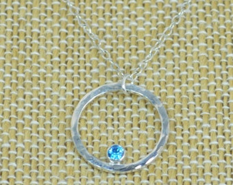 Sterling Silver Blue Zircon Necklace, Mothers Necklace, Mom Necklace, December Birthstone Necklace, Blue Zircon Necklace, Mother's Necklace