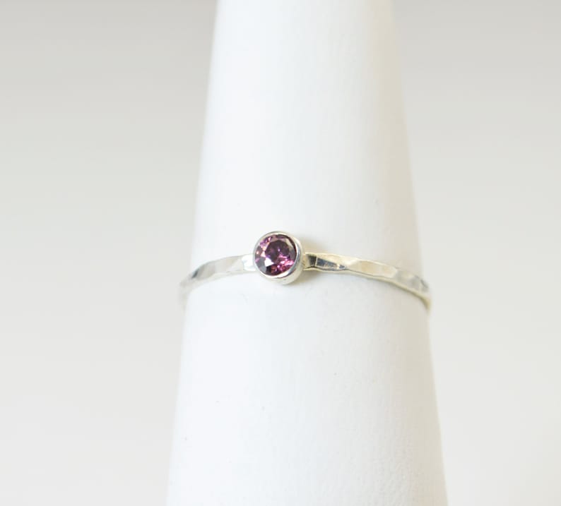 Alexandrite Ring, Thin Silver Ring, Stackable Rings, Mother's Ring, June Birthstone, Skinny Ring, Dainty Alexandrite, Gemstone Ring, Alari image 2