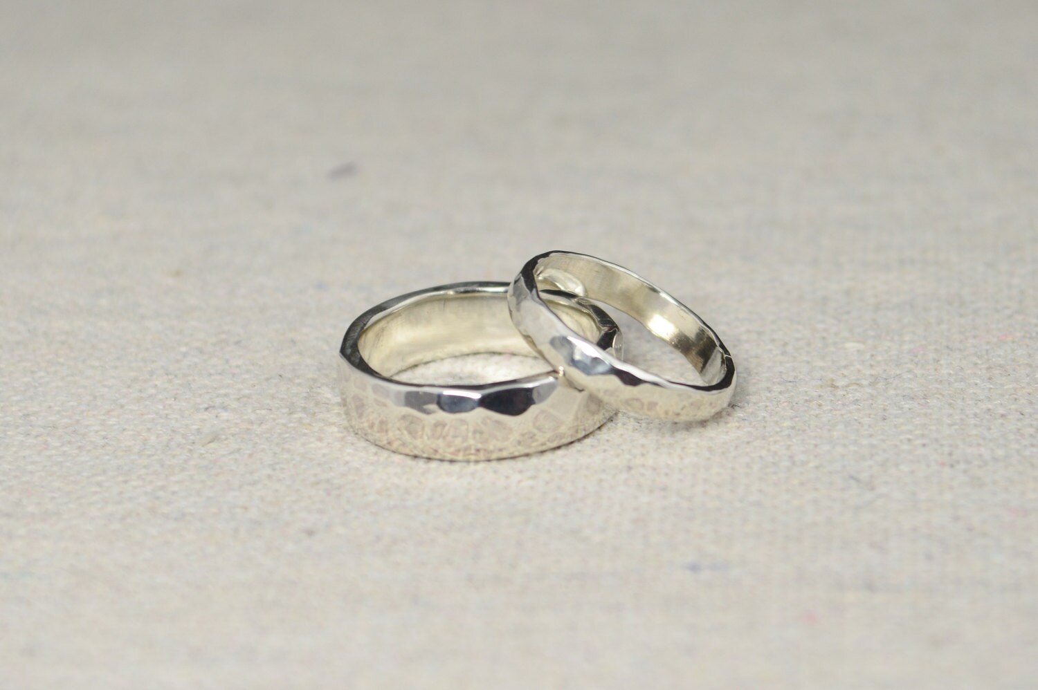 Hammered Silver Wedding Bands Rustic Wedding Rings Wedding