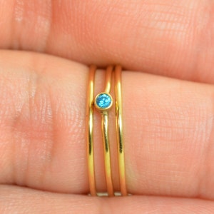 Tiny Blue Zircon Ring Gold Filled Blue Zircon Ring Zircon image 2