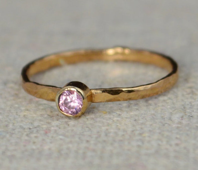 Grab 6 Classic 14k Rose Gold Filled Birthstone Ring, Gold solitaire, solitaire ring, 14k Rose gold filled, Birthstone, Mothers Ring, band image 2