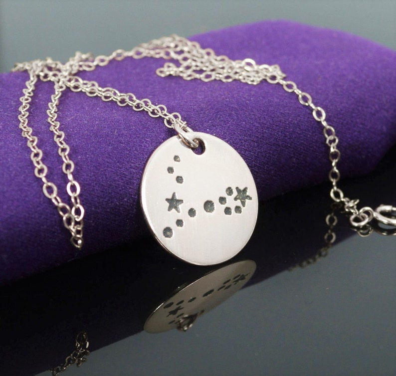 Sterling Silver Pisces Necklace, Pisces Necklace, Sterling Silver, Pisces Constellation, Pisces Jewelry, Zodiac Pendant, Pisces Necklace image 1