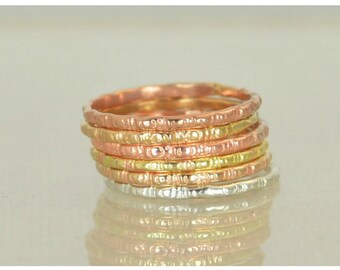 Bohemian Stacking Rings, BoHo Rings, Tribal Rings, Ripple Stacking Ring, Rustic Ring, Sterling Ring, Brass Ring, Bronze Ring, Gold Ring-G5