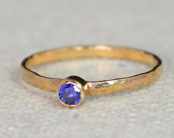 Classic Rose Gold Filled Sapphire Ring, solitaire, solitaire ring, rose gold filled, September Birthstone, Mothers Ring, gold band, band