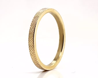 2mm Wide Florentine Finish Gold Ring 10k, 14k, 18k, or 22k, Solid Gold, 2mm Gold Band, Dainty Gold Ring, Real gold, minnimal wedding ring