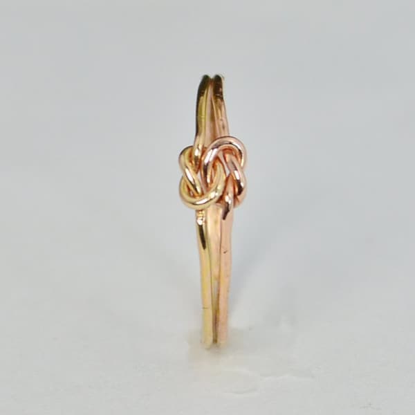 Dainty Gold and Rose Gold Double Knot Ring, Love Ring, Love Knot Ring, BFF Ring, Bridal Ring, Promise Ring, Mother Daughter Ring