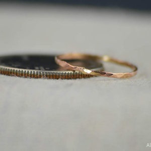 Set of 10 Super Thin 14k Rose Gold Rings 14k Rose Gold image 3