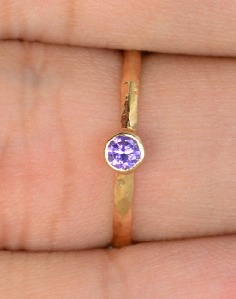 Classic Rose Gold Filled Amethyst Ring, Solitaire, Solitaire Ring, Rose Gold Filled, February Birthstone, Mothers Ring, Gold Band image 2