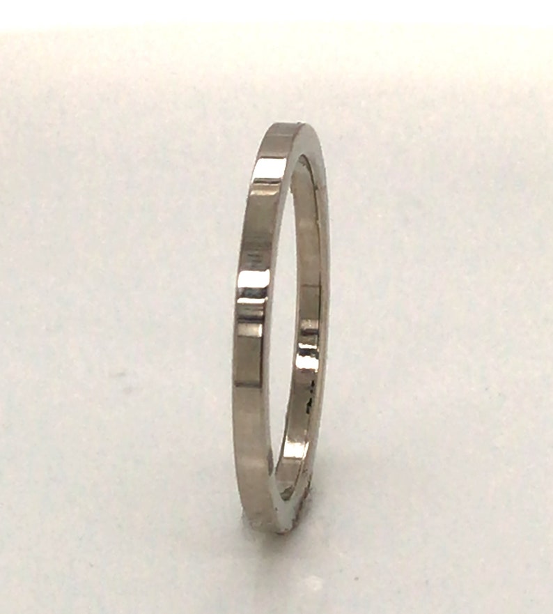 1.5mm Square White Gold Ring 10k, 14k, 18k, Solid Gold, Square Gold Band, Square White Gold Ring, Real gold, Simple wedding band, White Gold image 6