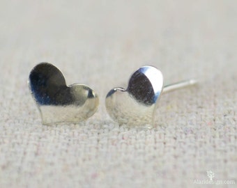 Small Silver Heart Earrings, Sterling Silver Earrings, Silver Stud Earrings, Simple Silver Earrings, Everyday Earrings, Silver Post Earrings